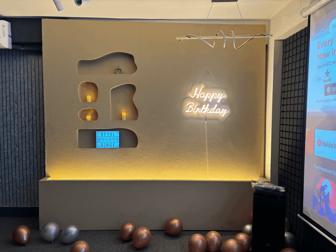 Neon Happy Birthday private theatre