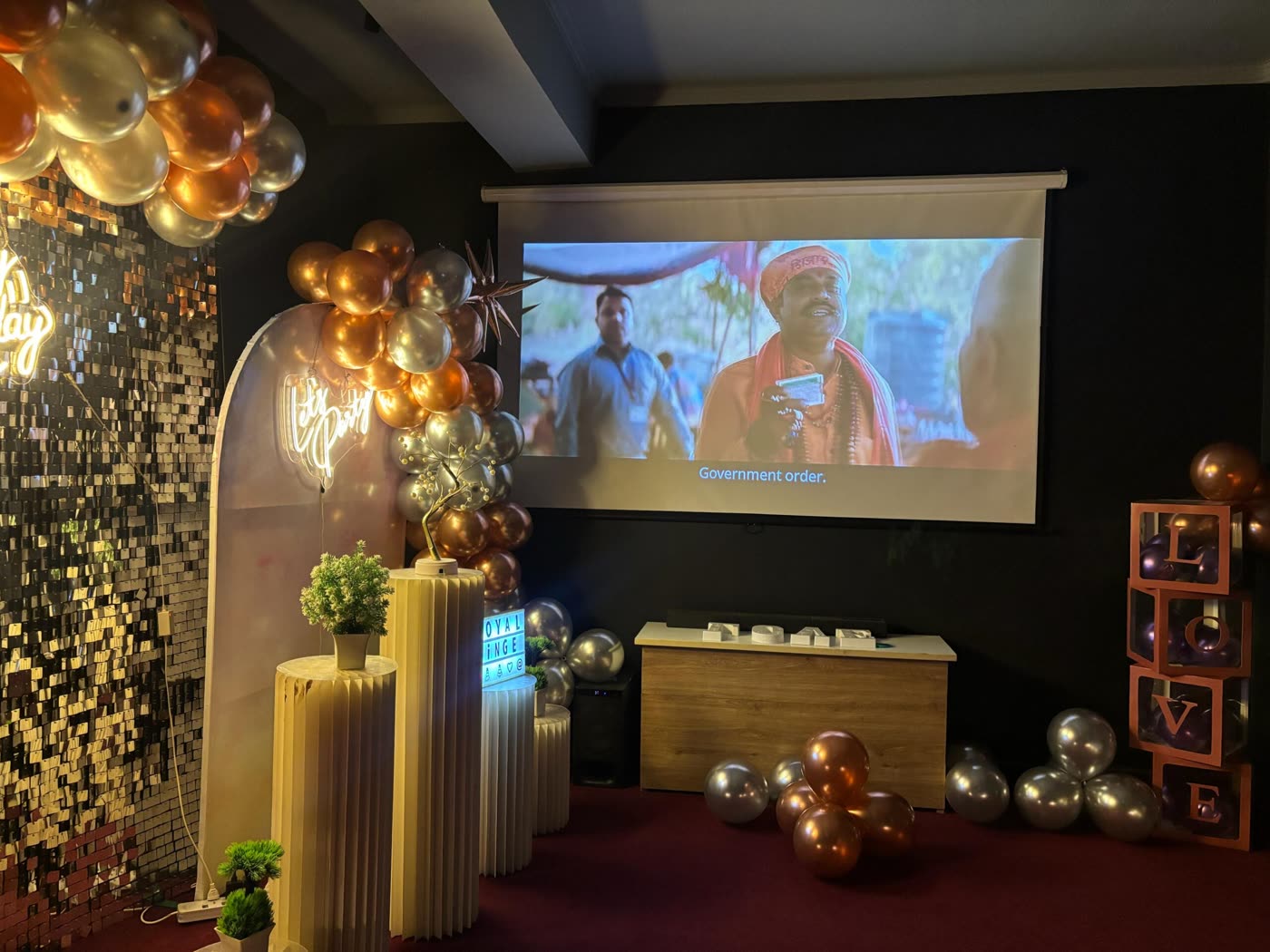 Royal Binge private theatre screen